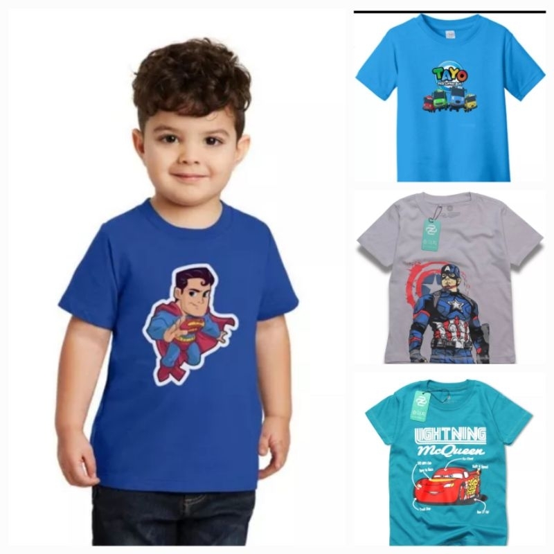 Kaos Distro Anak Laki-Laki 1-8 Tahun Karakter Kartun Bahan adem / baju atasan anak terbaru kekinian