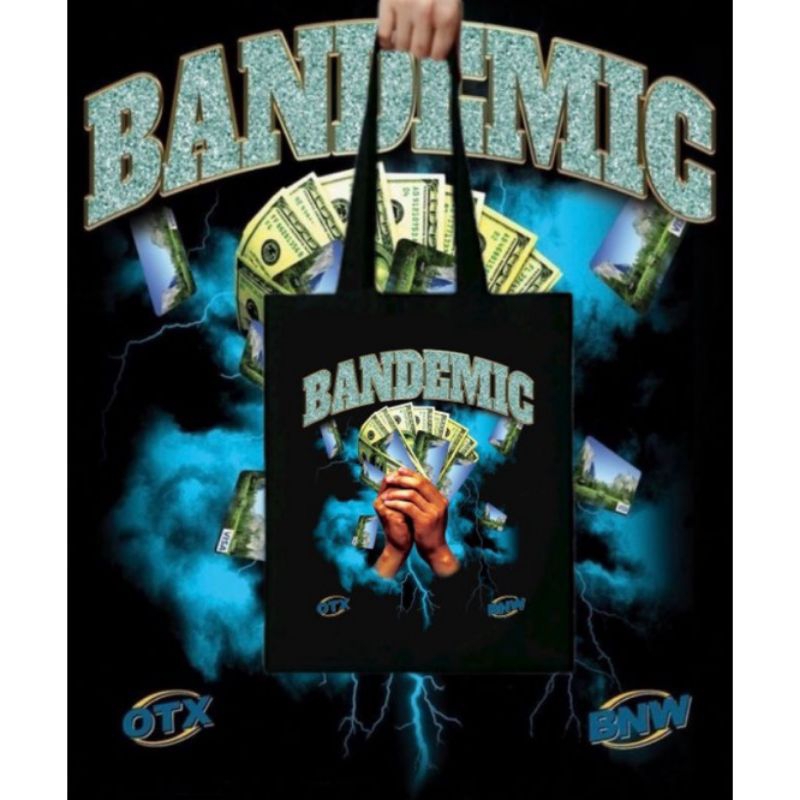 TOTE BAG BAND BANDEMIC Totebag Band metal Tote bag Hitam distro kanvas katun Resleting tas jinjing s
