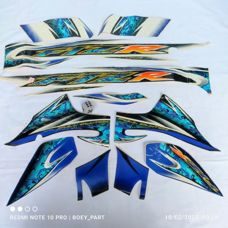 Striping sticker stiker F1zr fizr f1z r biru putih 2005 non original