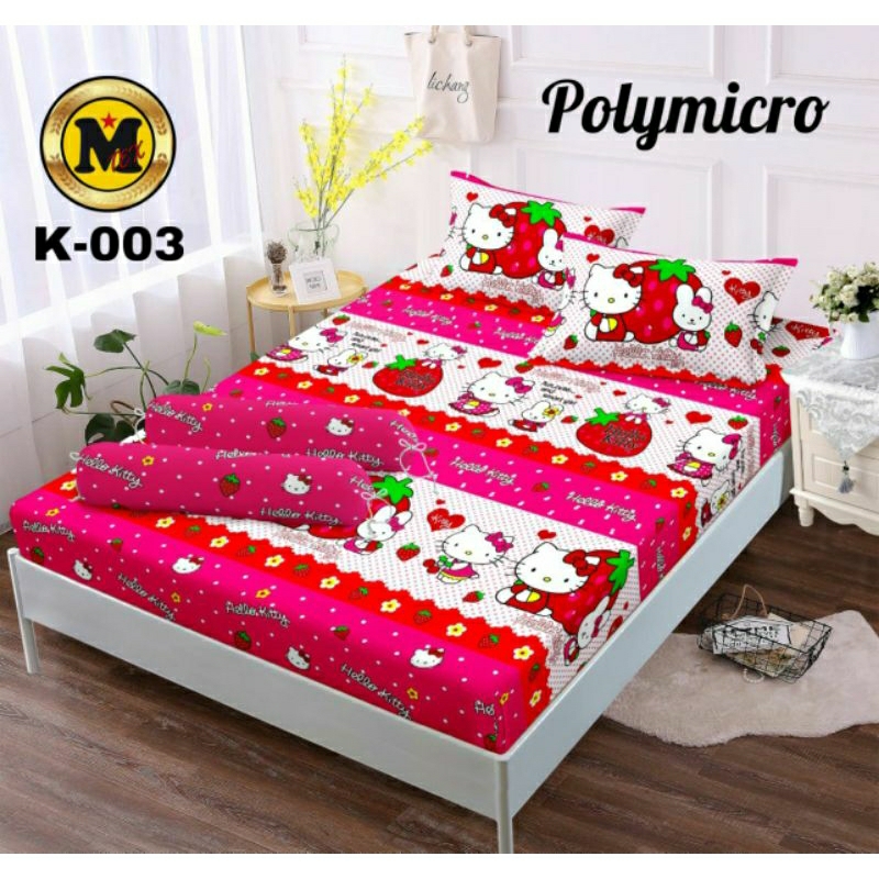 Sprei Sarung Bantal Guling Ukuran 180x200 Motif Bunga  Karakter Kotak