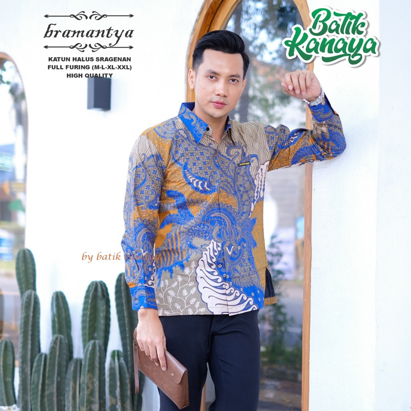 BRAMANTYA Kemeja Batik Pria Bahan Katun PREMIUM Berlapis Furing