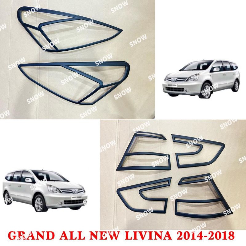 Paket Garnish Lampu Depan Belakang Grand All New Livina 2014 2015 2017 2018 Hitam