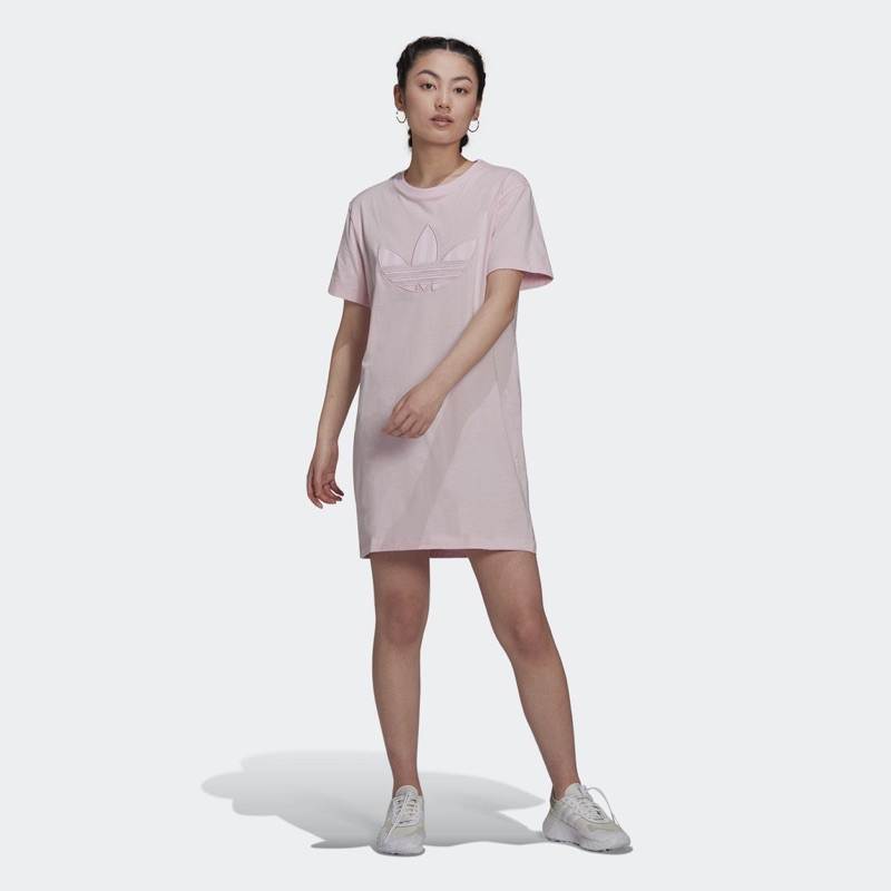 Adidas Pink Trefoil Application Tee Dress Original