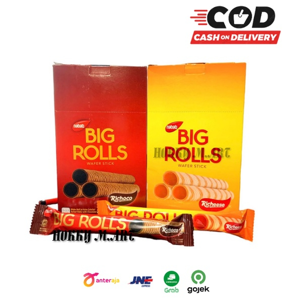 

(HOKKY) Nabati Big Rolls Box 20 pcs x 18gr Big Roll’s Cheese Chocolate Richeese Coklat Keju Snack Cemilan Anak