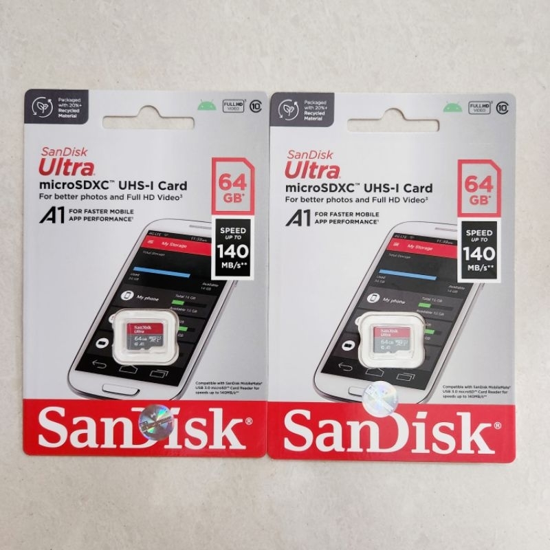 MicroSD SanDisk Ultra 64GB A1 Class 10 UHS-1 MicroSDXC 128 Gb 140MB/s