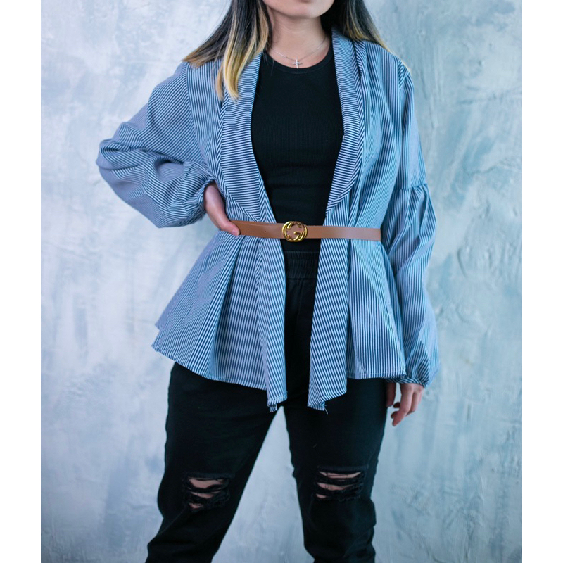 atasan salur wanita / oufit wanita motif salur outfit strip / blouse atasan casual wanita K013610