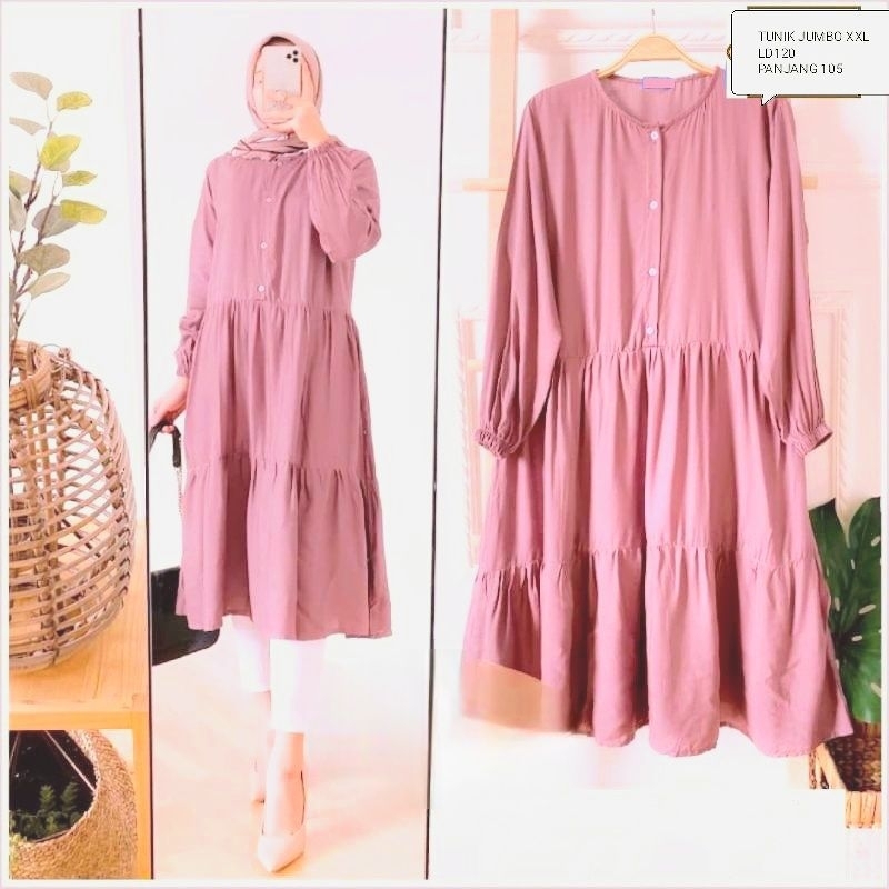 WIZA TUNIK/TUNIK JUMBO/LD102&amp;120/TUNIK KERUT KELILING/TUNIK SUSUN/TUNIK WANITA/TUNIK MUSLIM/MIDI DRESS/BUSUI&amp;BUMIL/COD!!!