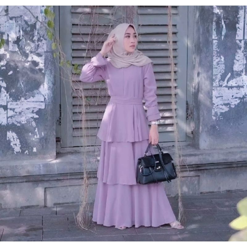 Nameera Maxy Dress Crinkle Airflow Premium / Gamis Wanita 3 Susun / Gamis Busui Terbaru/ Busana Muslimah Kekinian/ Long Dress 3 Umpak/ Fashion Wanita Muslim