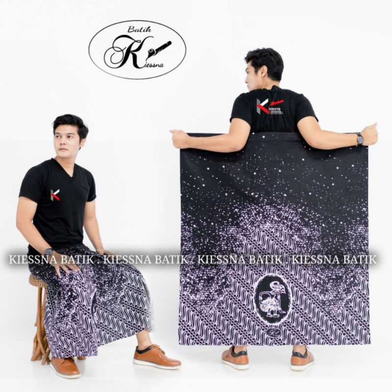 Sarung Batik Pekalongan Hitam Motif Wayang Modern Pria Dewasa Kang Santri
