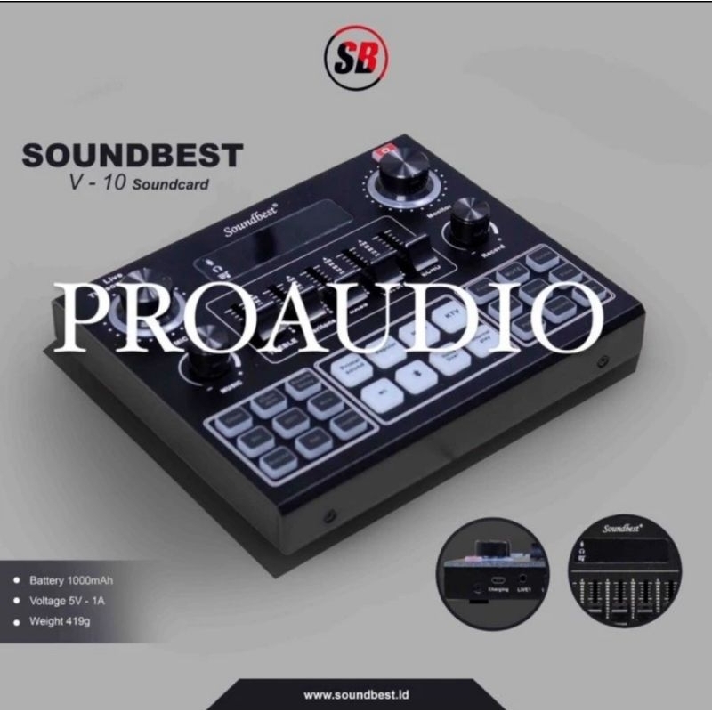 SOUNDCARD SOUNDBEST V10 ORIGINAL  bluetooth - live Streaming interface