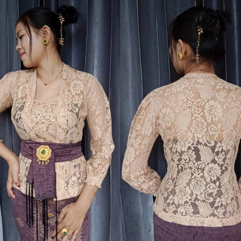 kebaya brokat cord tangan kerut