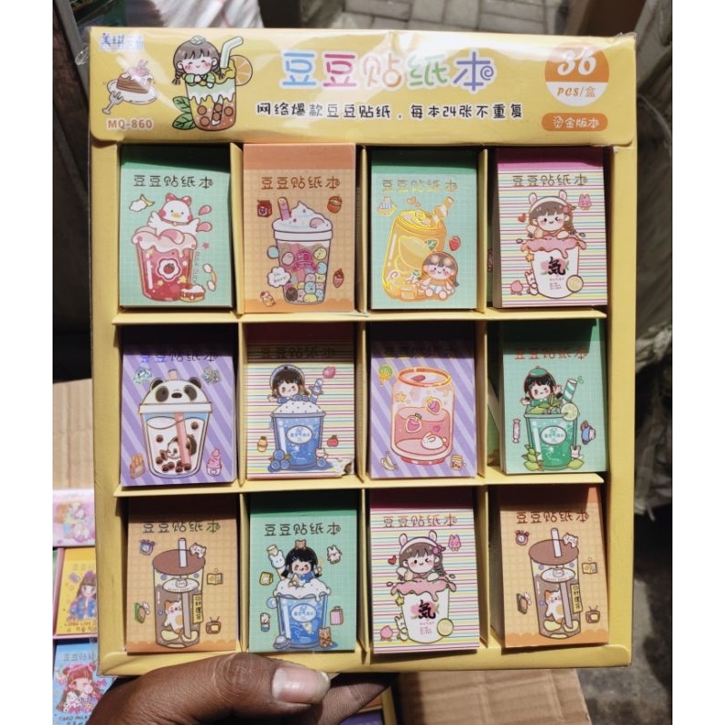 

Stiker Notes buku Mini karakter kartun Korea lucu isi 5pcs Random