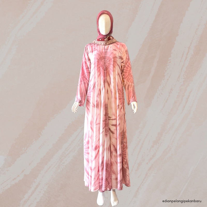 Dress Dian Pelangi Umbrella dress lengan ceruti jumputan size S