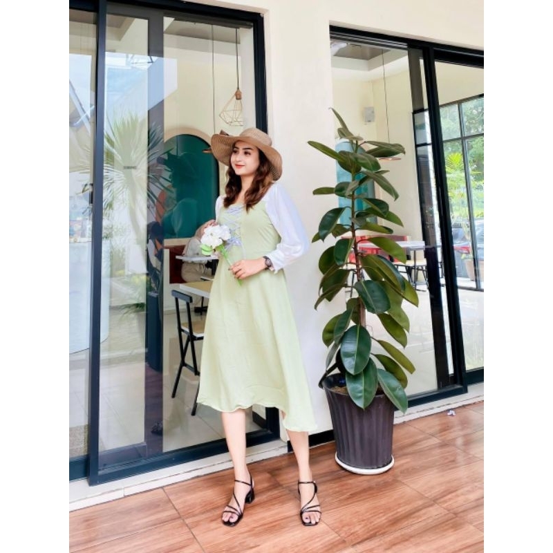 dres model Korea// dres cringkle//dress pita tali//dress viral