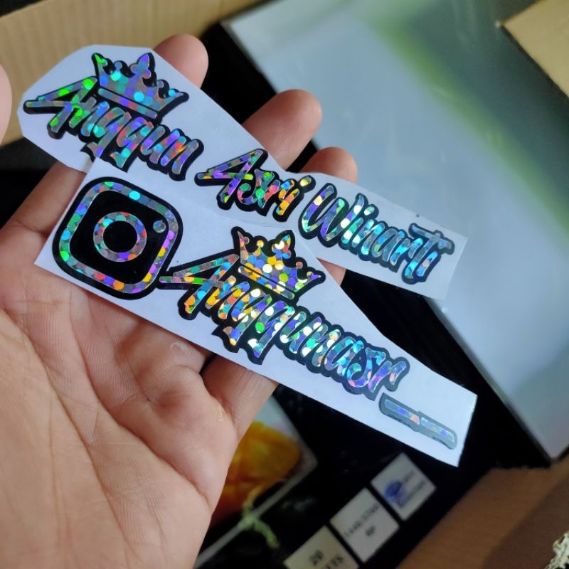 NEW!! VIRAL CETAK STIKER CUTTING MAHKOTA HOLOGRAM GLITTER| STIKER PROMO CUSTOM NAMA