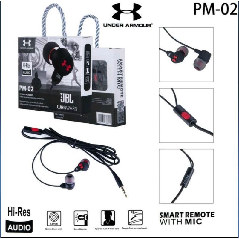 HEADSET EARPHONE HANDSFREE PM 02 JBL STEREO SUARA BASS MURAH KUAT