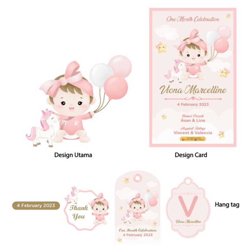 Hang Tag Set Custom Birthday Hampers Souvenir Ulang Tahun Anak