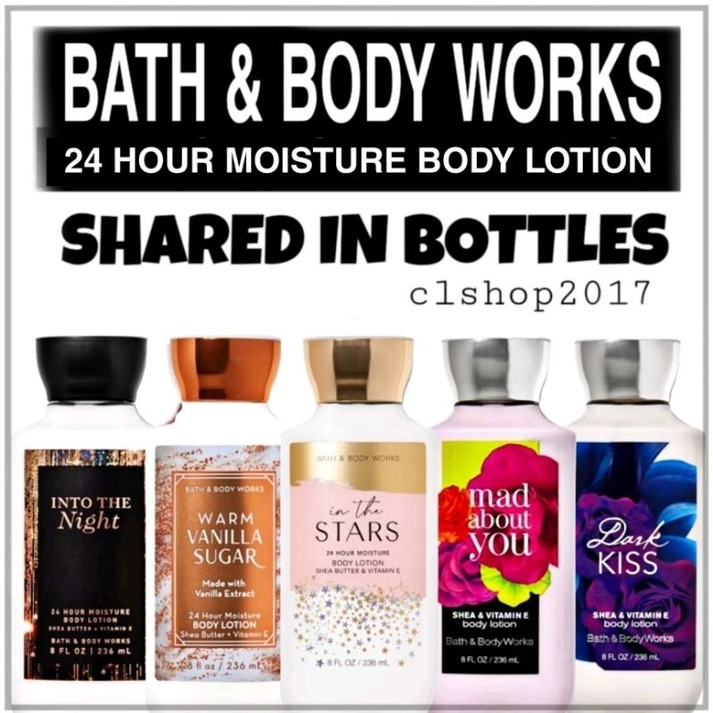 BBW BODY LOTION SHARE IN BOTTLE 3 ML &amp; 30 ML PART 3/4 MARSHMALLOW PUMPKIN LATTE A THOUSAND WISHES FOR YOU ALMOND BLOSSOM JAPANESE CHERRY BLOSSOM YOU'RE THE ONE FRESH CUT LILACS COCONUT CREAM PIE GINGHAM HEART OF GOLD CHOCOLATE COVERED CHERRY MAD ABOUT YOU