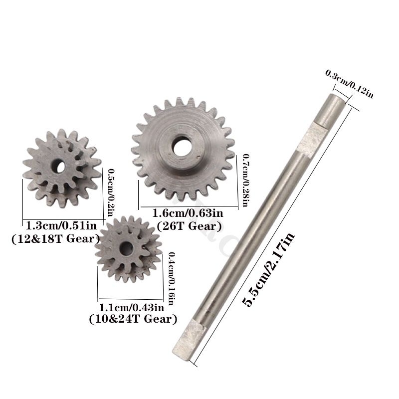 set Gear metal untuk gearbox RC WPL D12