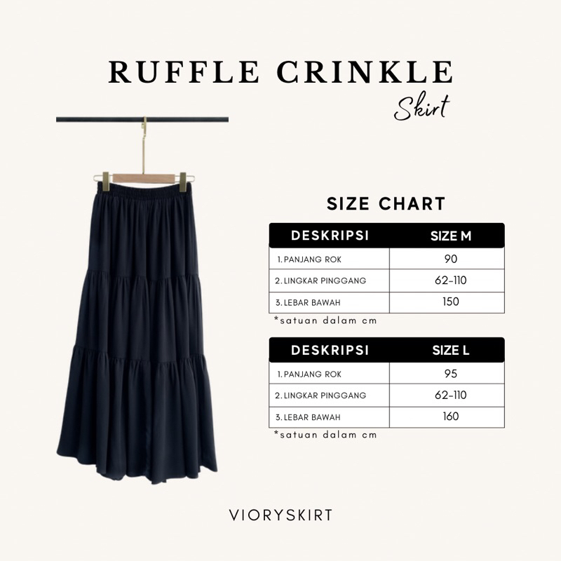 RUFFLE CRINKLE SKIRT (Rok Panjang 90cm dan 95cm/ Pinggang super melar)