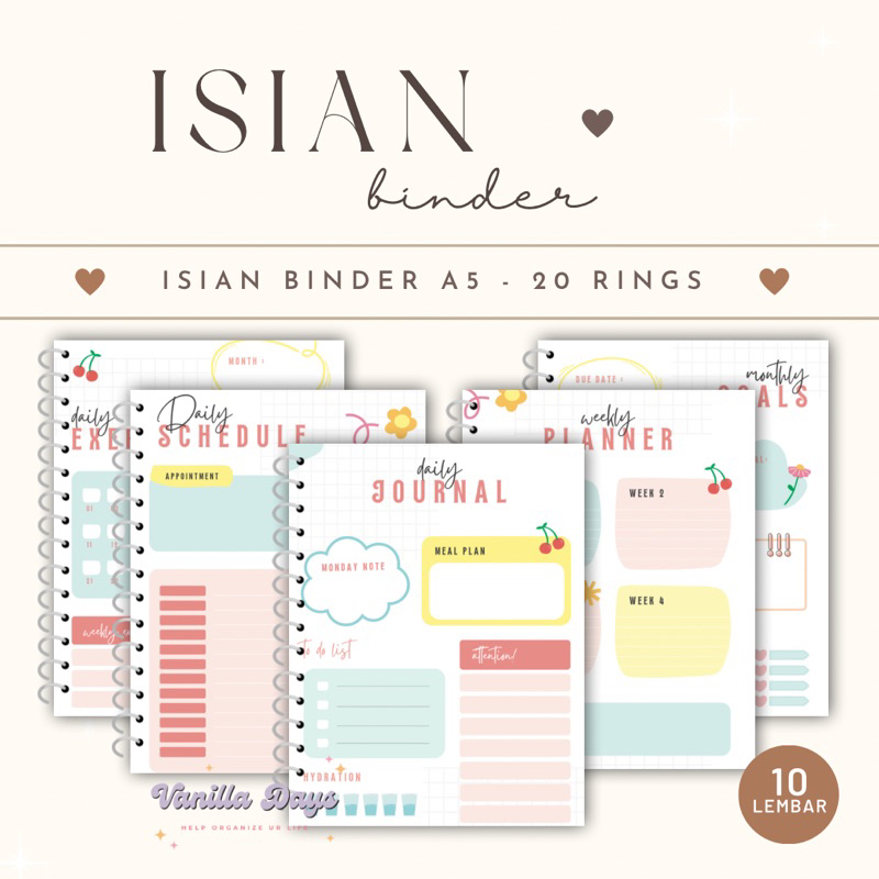 

[] Daily Planner Agenda Memo Notes Monthly Weekly Check List Kertas Refill Isian Binder Bullet Journal Bujo Loose Leaf Diary A5 B5 Fillable Catatan Harian Mingguan Bulanan Printable Goals Student Pelajar Produktif Productive Jadwal Editable Undated