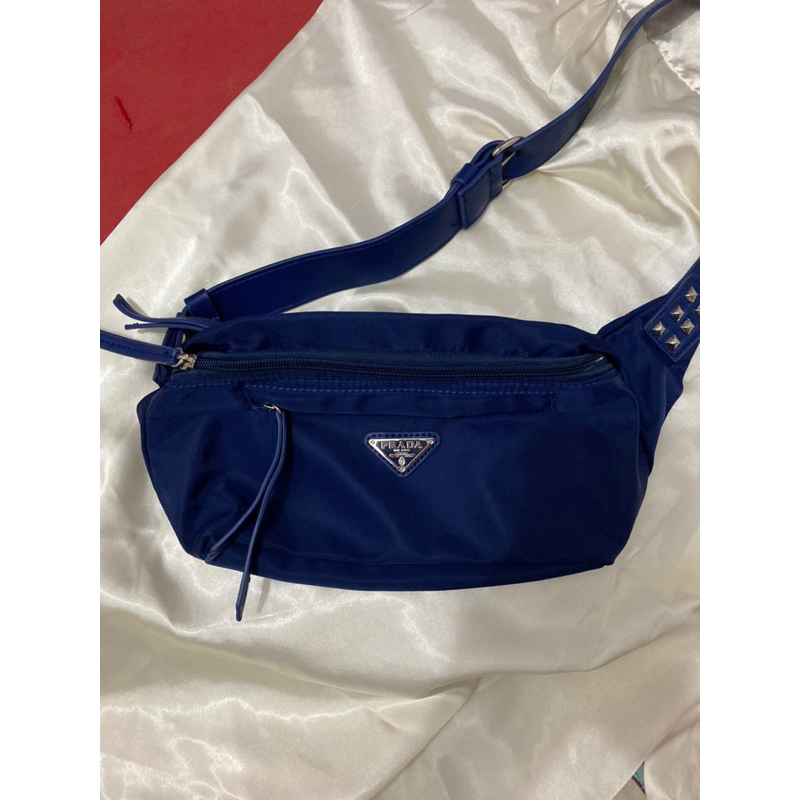 tas selempang/pinggang woman biru prada navy