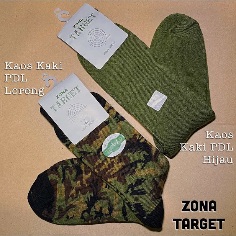 KAOS KAKI PDL ZONA TARGET | KAOS KAKI PDL HIJAU TNI AD ZONA TARGET | KAOS KAKI LORENG TNI AD PDL ZON