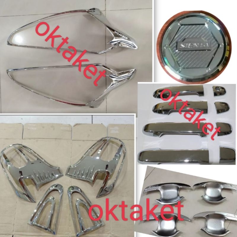 paket lengkap garnish depan belakang outer handle tank cover sienta 2016 2020 2023 hitam chrome jsl