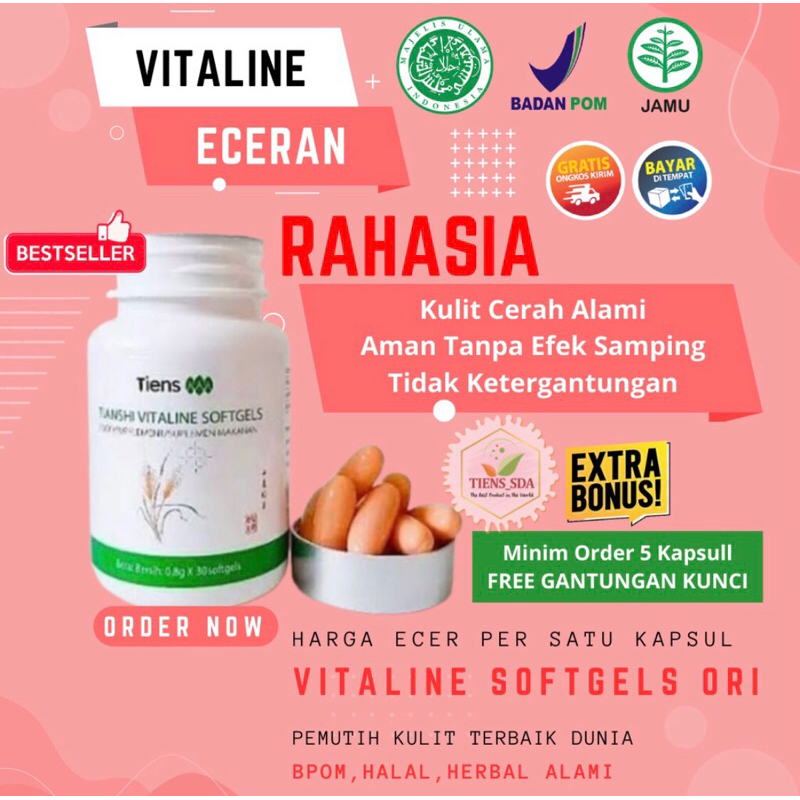 (ECERAN)1 KAPSUL Vitaline softgel tiens original PEMUTIH KULIT SELURUH TUBUH OXTERWHITE PEMUTIH HERB