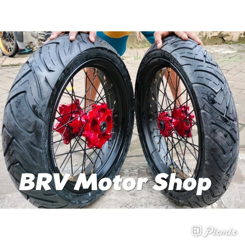 Ban Velg SuperMoto Crf150L. 300-350-17 Dan 300-250-17 Tromol ORI Ban Tubles Ring17
