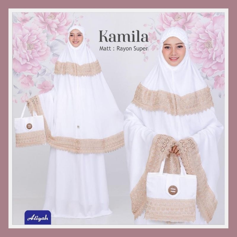 Mukena Polos Putih Cantik Dewasa Jumbo KD Kanaya Kamila Renda Original Brand by Aliyah