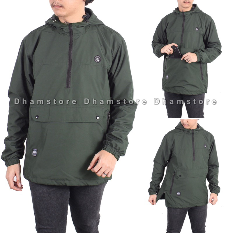 Green Army Jaket Cougle Holla Broddy Jaket Parasut Jaket Outdoor Jaket Pria