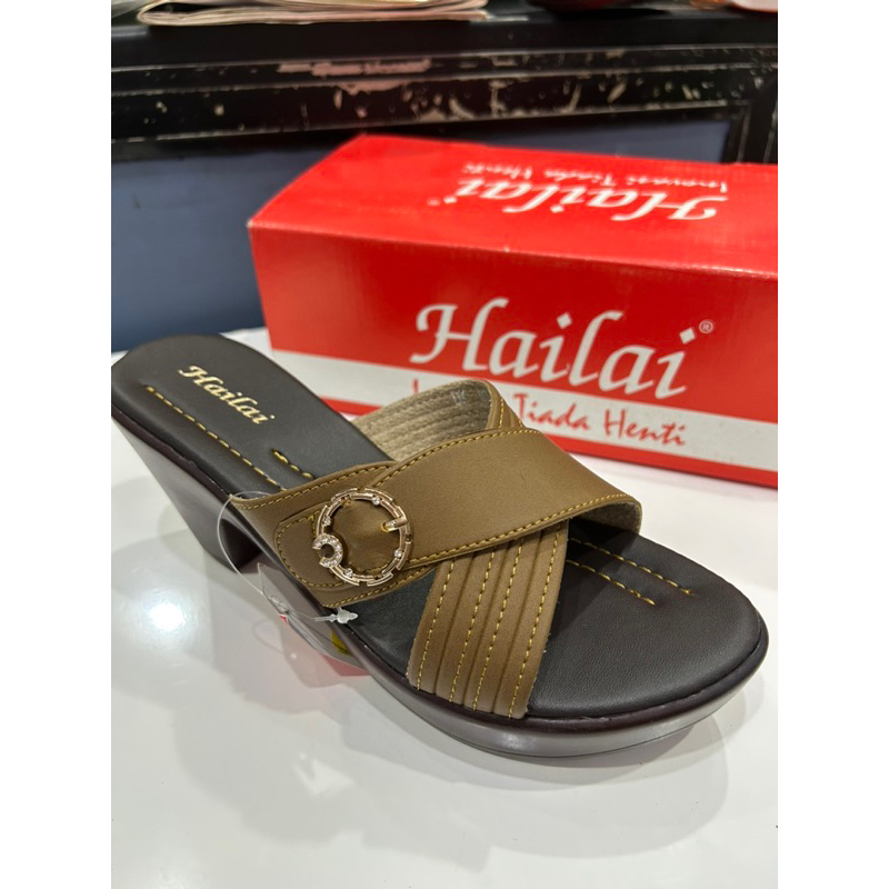 Sandal Wanita Hailai Tali Gesper Wedges Heels 7CM [ORI 100%]