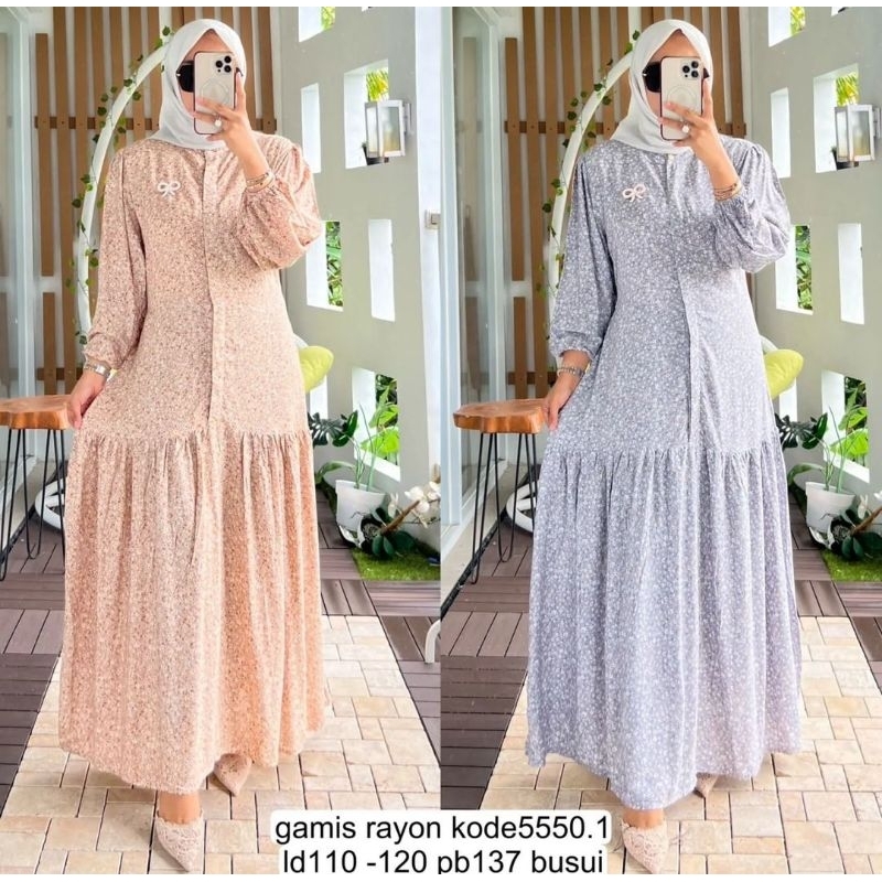 Gamis rayon 5550.1 terlaris by Alvaro Collection