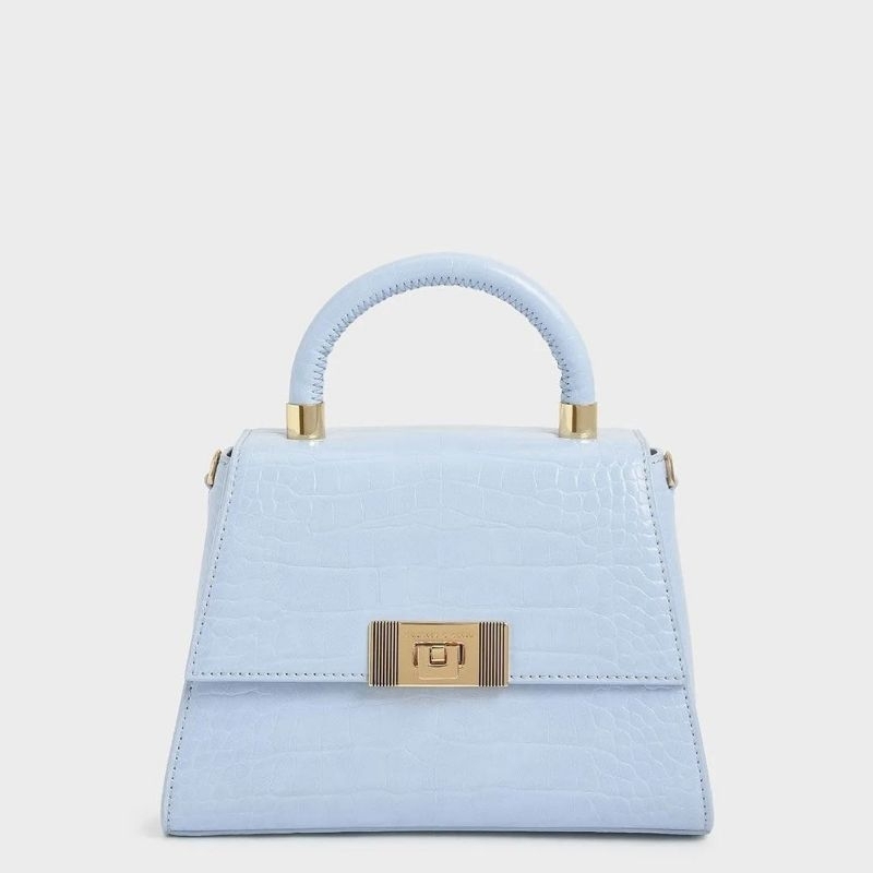 7.7 SALE | CK GIFTSET C-Capsule Collection: Marise Croc-Effect Trapeze Bag​ INCLUDE BOX