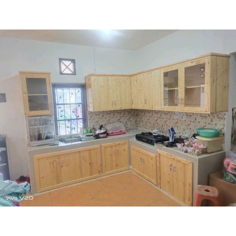 kitchen set lemari dapur gantung kayu jati Belanda asli