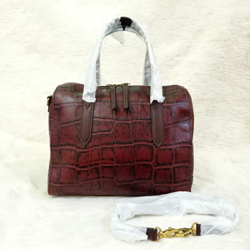 F0ssil sydney satchel brown croco