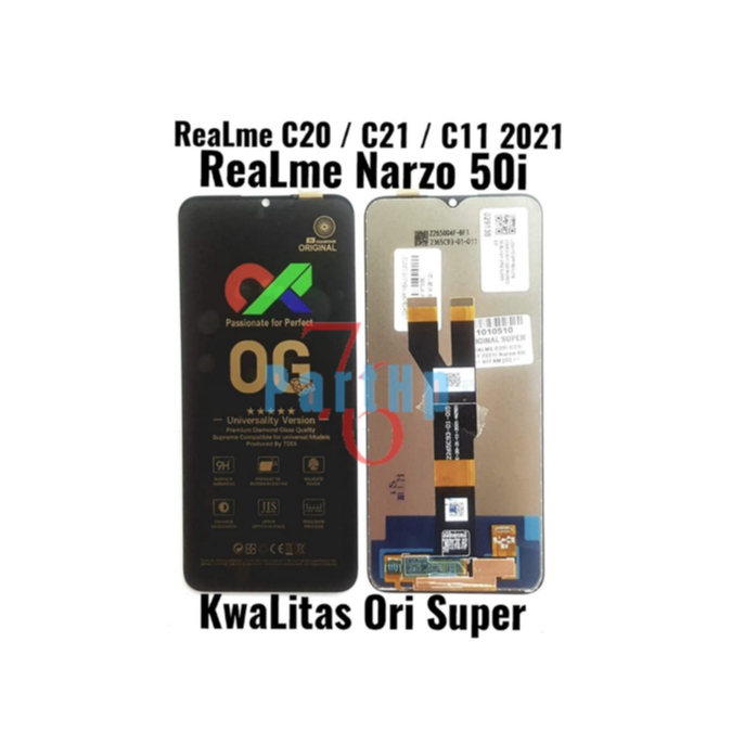 Lcd Touchscreen Fullset Kwalitas Ori Super Realme C20 - C21 - C11 2021 - Realme Narzo 50 i  - Hitam