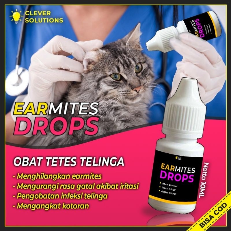 Obat Tetes Kutu Telinga Kucing EARMITES DROPS Infeksi Gatal Iritasi Radang Telinga Kucing by Clever Solutions