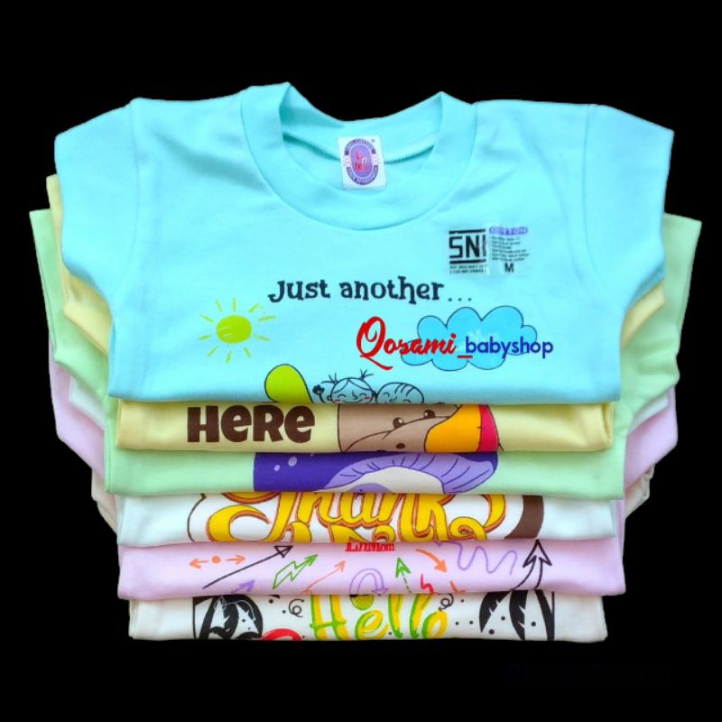 L - MOM 3 pcs Kaos Oblong Pendek Bayi Motif Gambar Uk S, M ,L,  XL SNI