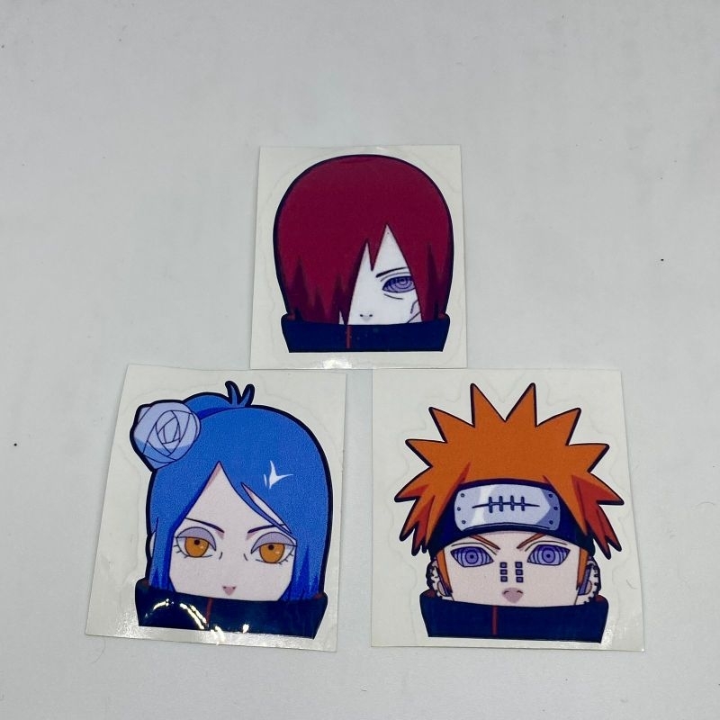 Sticker anime akatsuki pain nagato conan 1 set isi 3 pcs stiker motor dan mobil keren