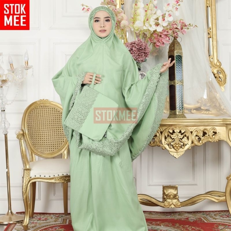 Mukena katun Khadijah Pasteleena Mukena Dewasa Khatijah Katun Premium Bahan katun Premium Free Tas bordir Khodijah jumbo dewasa  Termurah Free Tas(COD dewasa