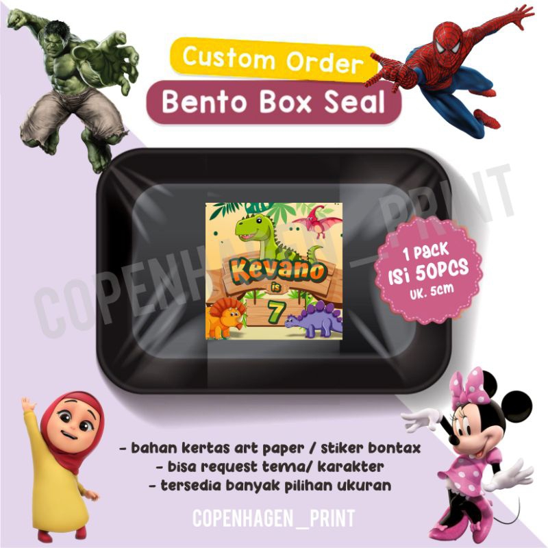 

Stiker Label Kotak / Persegi Bento Box Ulang Tahun Anak Custom