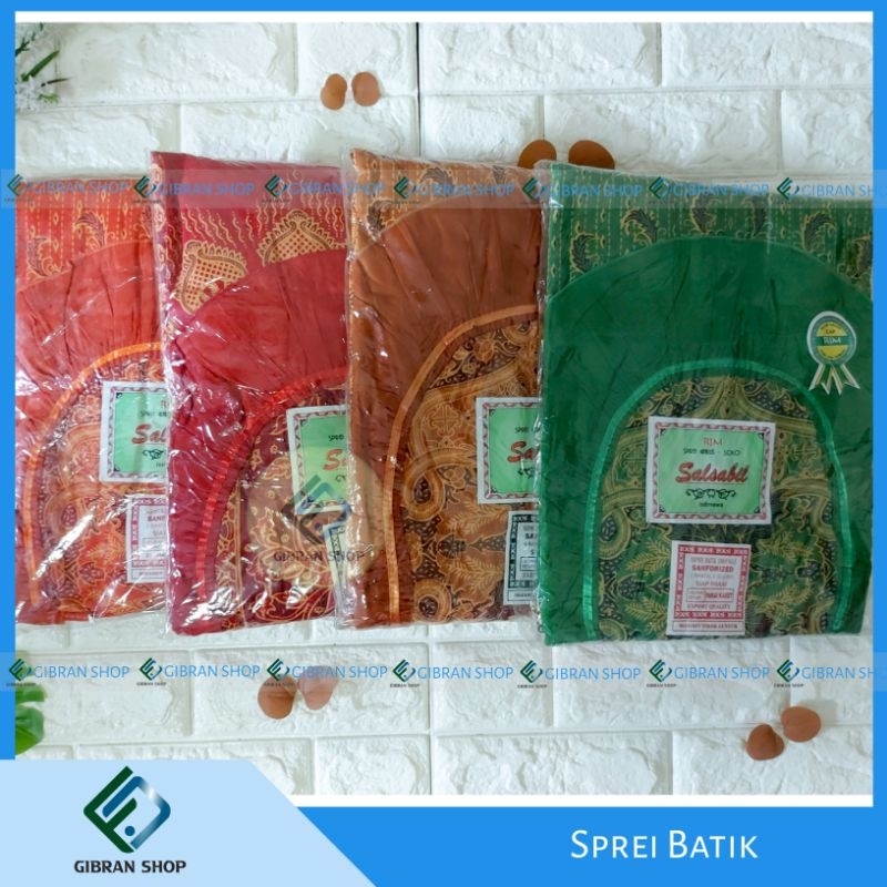 SPREI BATIK ASLI SOLO SALSABIL NO 1 BATIK CAP RIM 2 BANTAL 2 GULING 180 x 200 cm SEPREI KAIN ORIGINA
