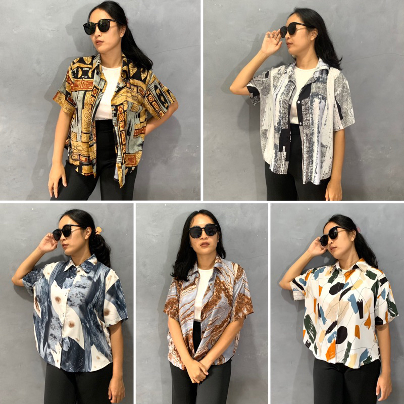 Kemeja Wanita Oversize Motif | Pattern Shirt Rayon