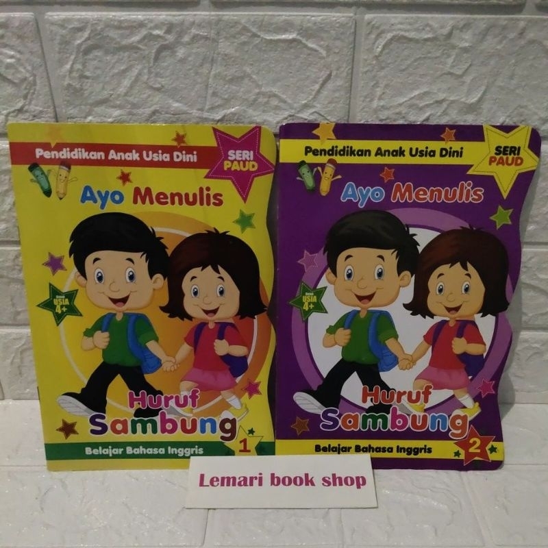 Buku anak tk dan paud ayo menulis huruf sambung 1,2