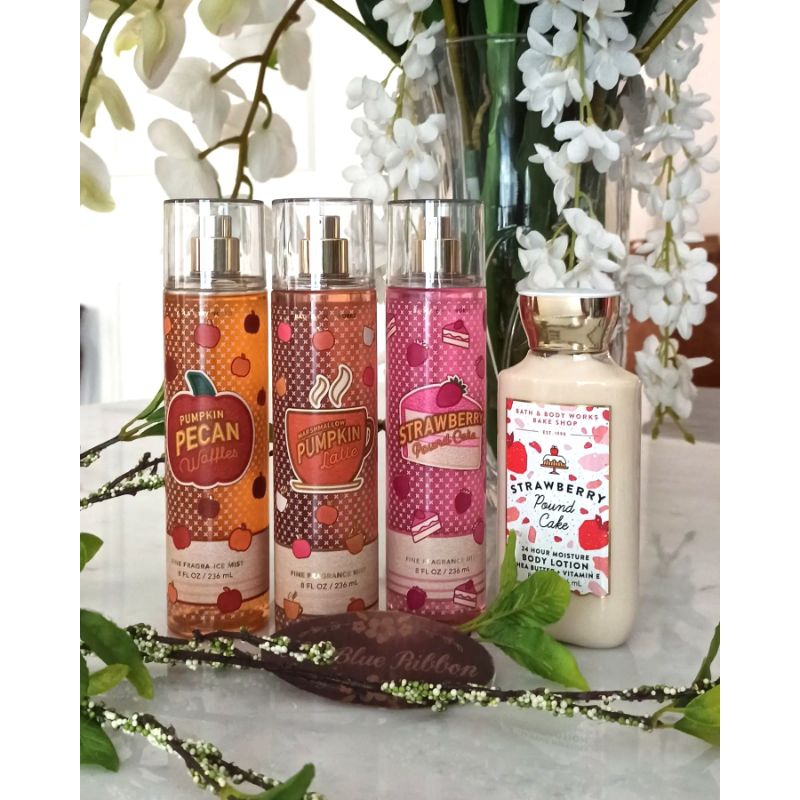 BATH AND BODY WORKS  GOURMAND EDITION BODY MIST (STRAWBERRY POUND CAKE, PUMPKIN PECAN WAFFLE , MARSHMALLOW PUMPKIN LATTE )