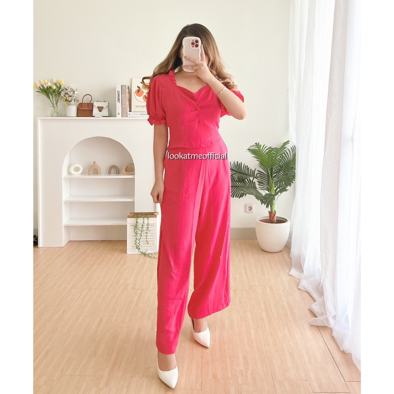 lookatmeofficial - Velysa Set Wanita - Atasan dan Kulot Bahan Crinkle 689