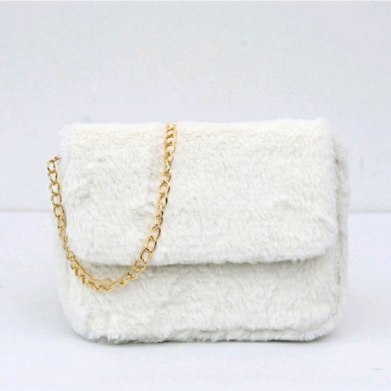 PDMC_ MONA Tas Selempang Wanita Remaja Tas bulu selempang bahu Selempang Tali Rantai Wanita Fashion