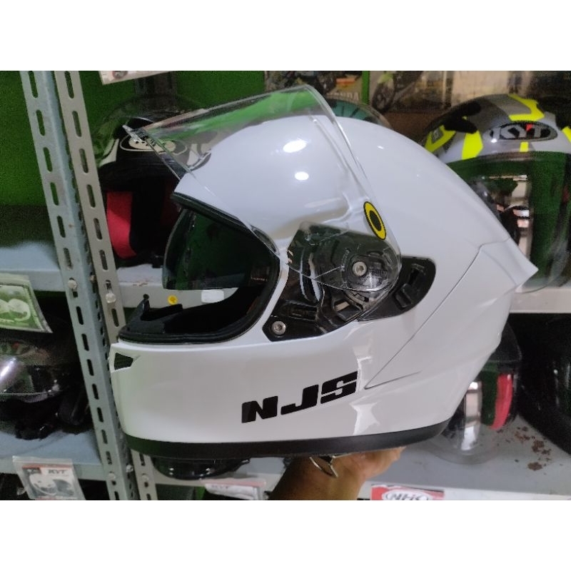 Helm fullface Njs Zx1 double visor putih solid